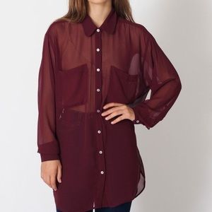 Chiffon oversized button-up